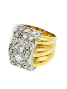 18ct yellow and white gold and diamond triple ring.