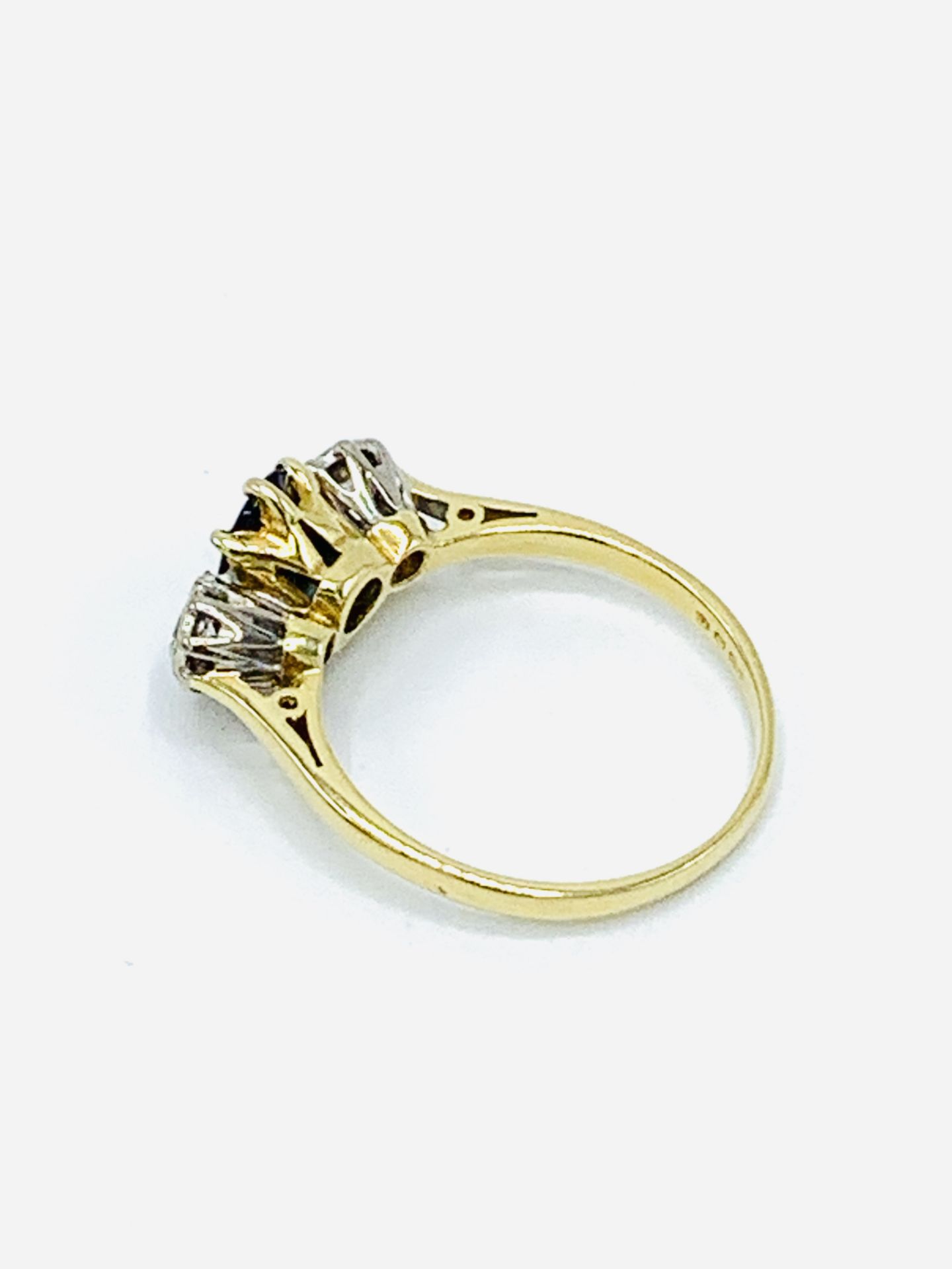 18 k gold, sapphire and diamond trilogy ring. - Image 2 of 4