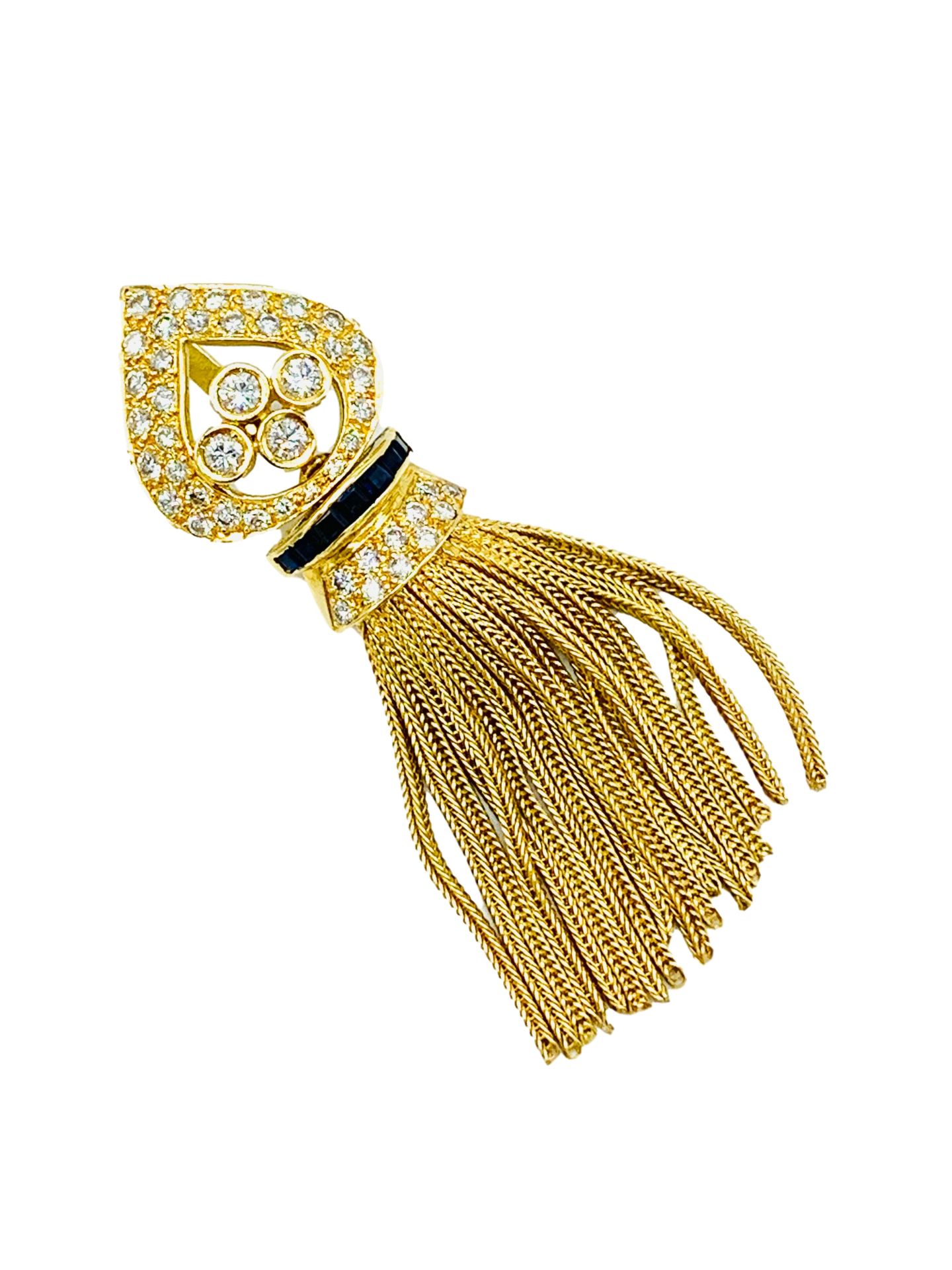 Sapphire and diamond tassel pendant. - Image 2 of 5