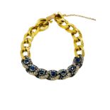 18ct gold sapphire and diamond curb bracelet.