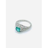 White gold, diamond and emerald ring.