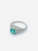 White gold, diamond and emerald ring.