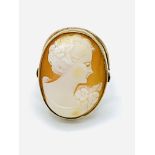 Large cameo ring, size P, cameo 24.5 x 18.5mm. Weight 6.7gms.