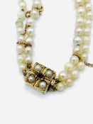 Twin strand Victorian pearl choker with original antique freshwater pearls.