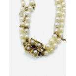 Twin strand Victorian pearl choker with original antique freshwater pearls.