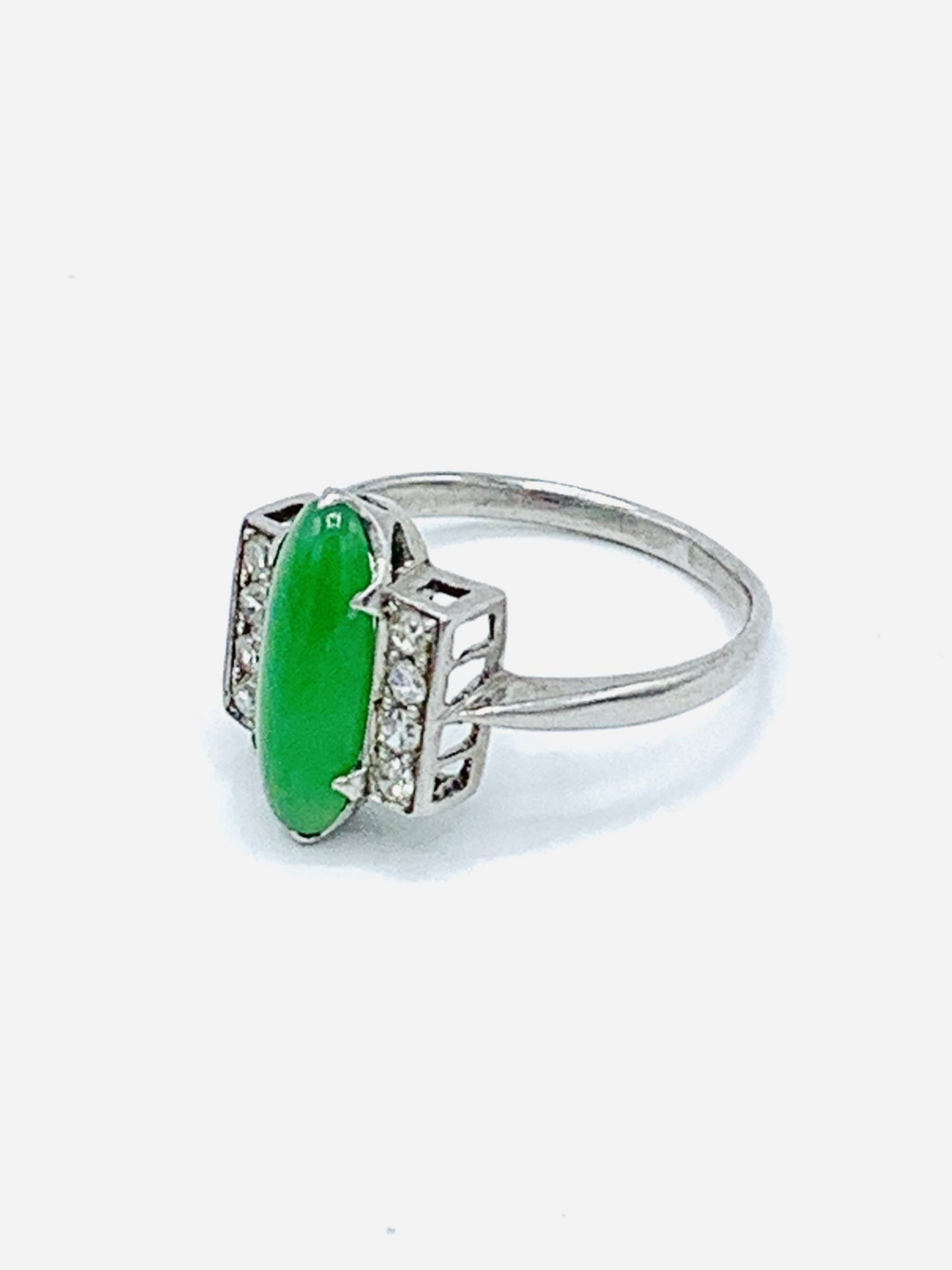 Jade and diamond ring. - Image 3 of 3
