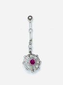 Burmese ruby and diamond pendant.