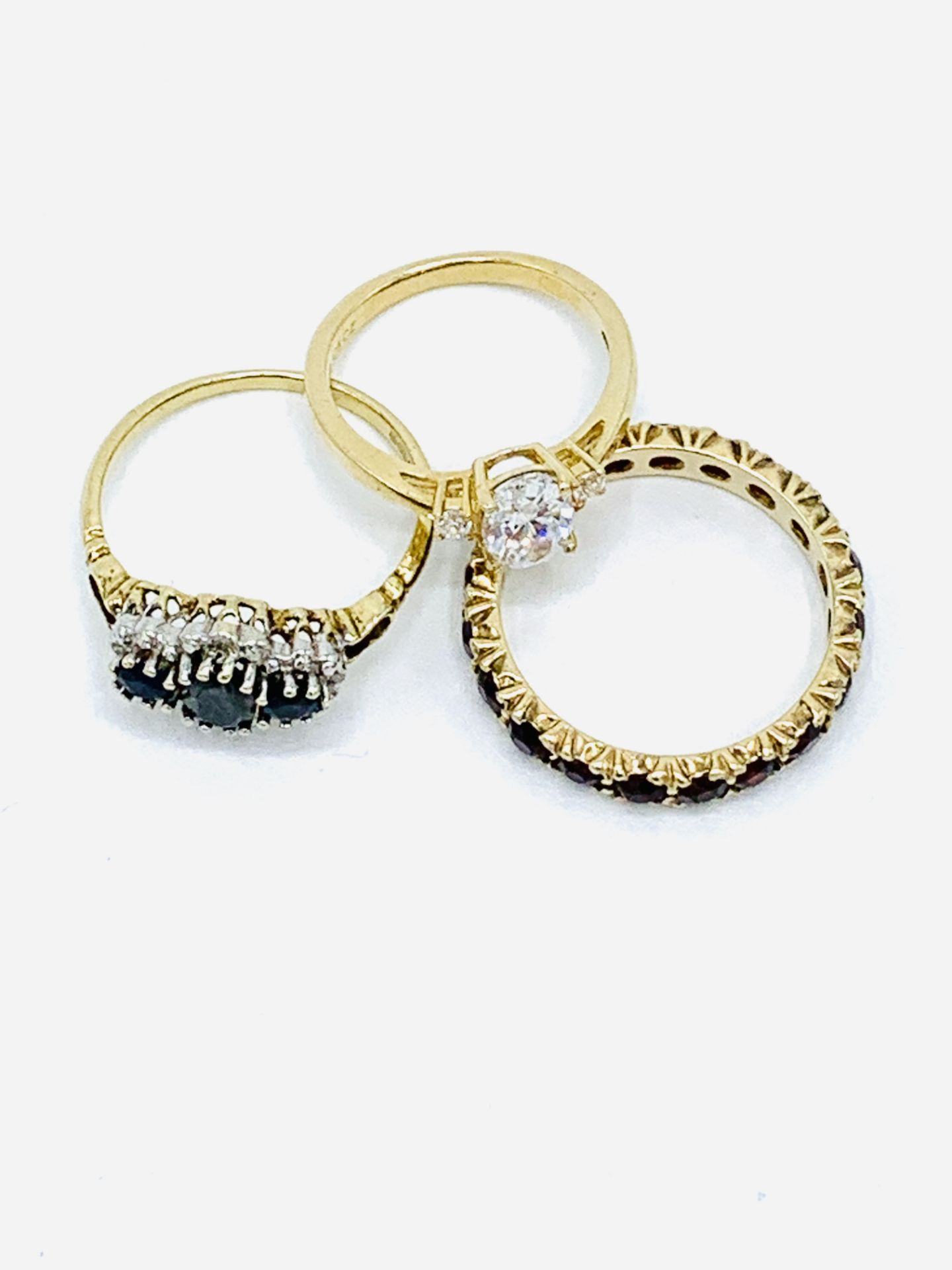 Three 9ct gold and precious stone rings - Image 2 of 3