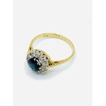 18ct gold, sapphire and diamond cluster ring.