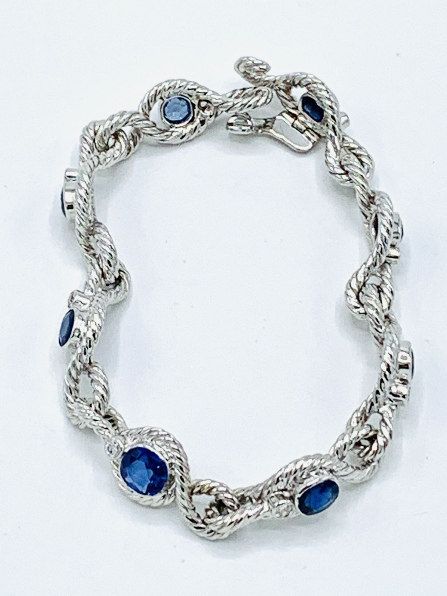 18ct white gold and graduated sapphire twisted bracelet. - Image 7 of 8