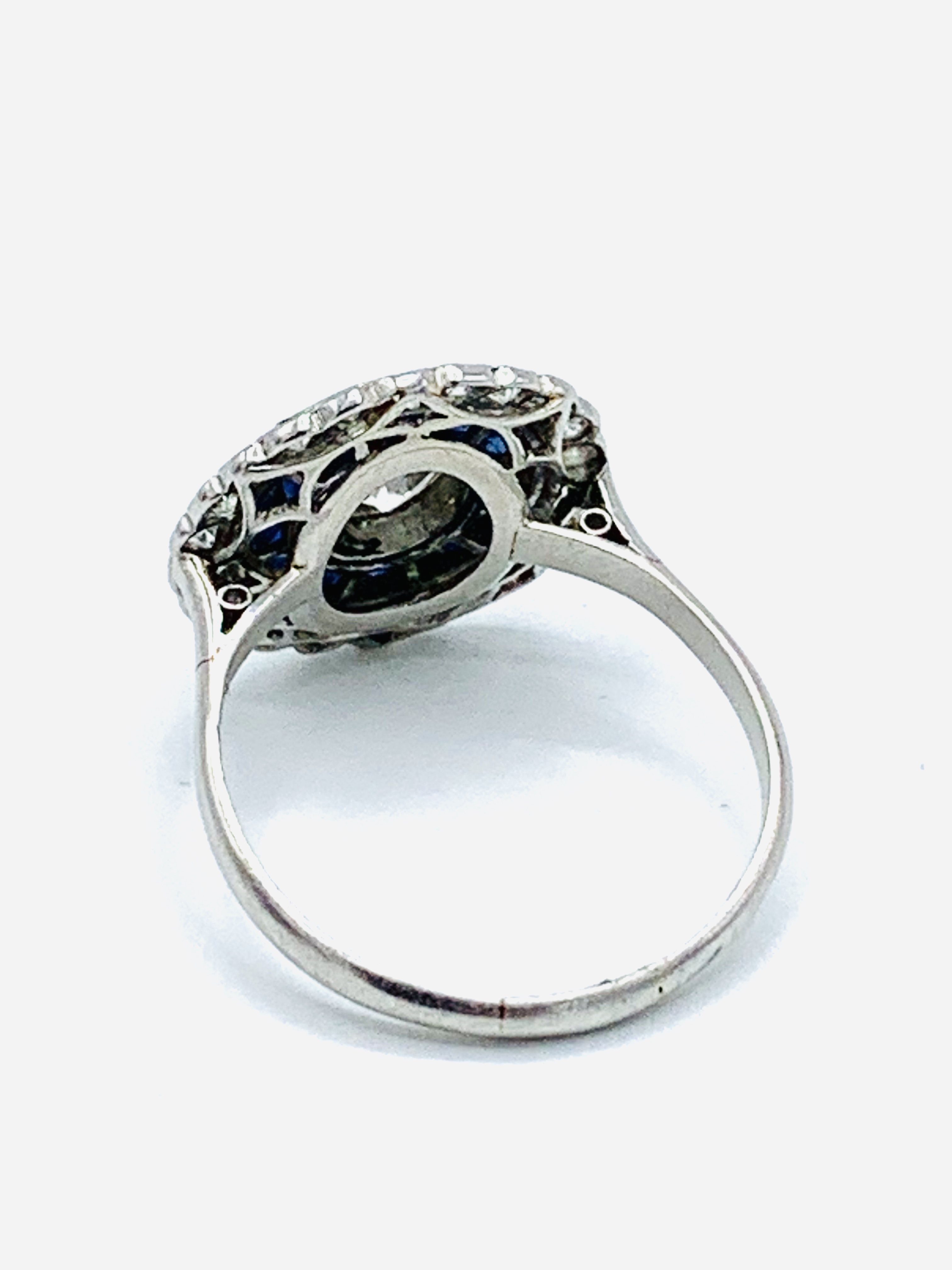 White gold, sapphire and diamond two row target ring. - Image 4 of 6