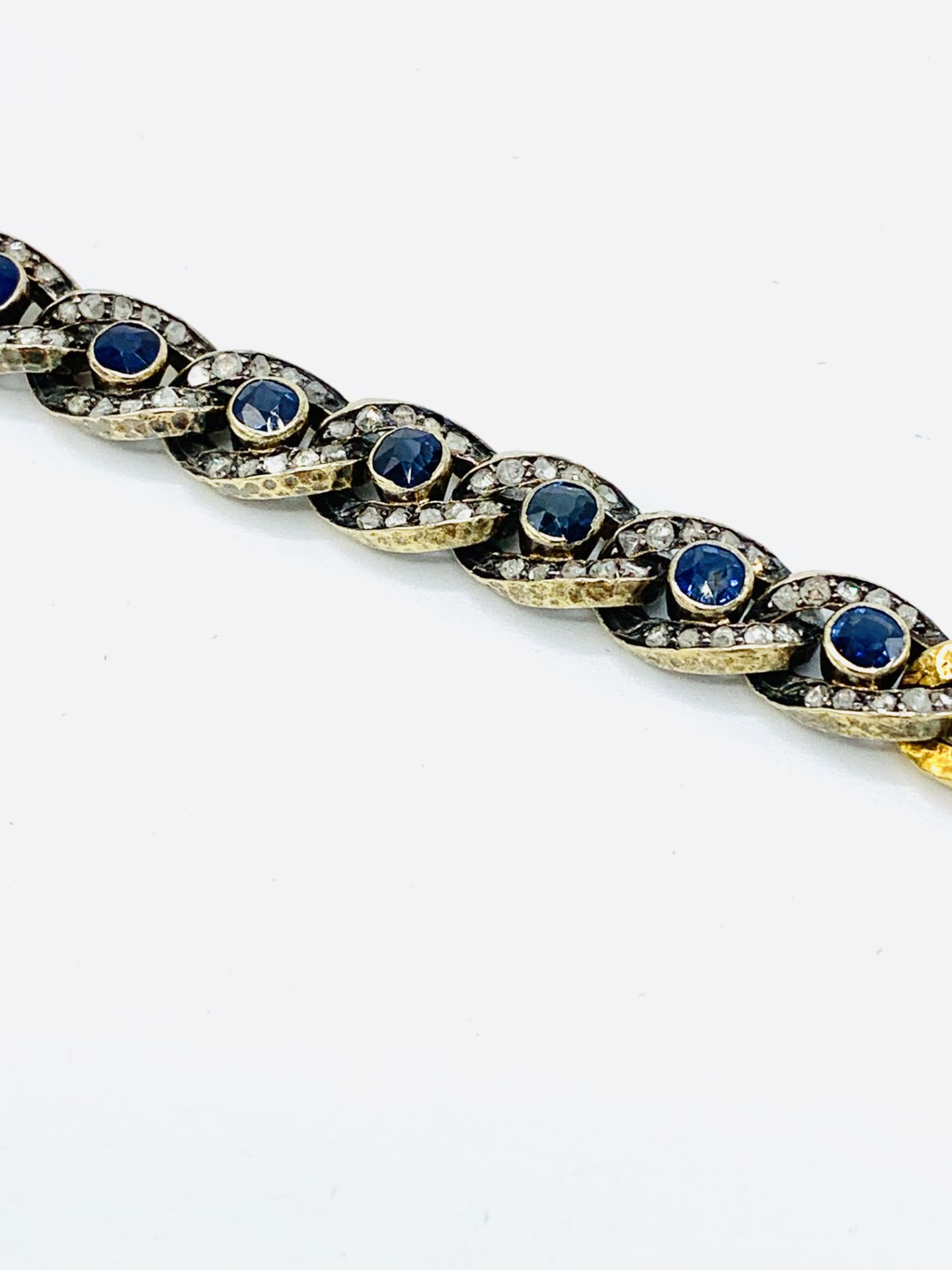 18ct gold sapphire and diamond curb bracelet. - Image 5 of 6