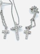 18ct white gold diamond cross by Leonaroi Gioielli, with chain and matching pendant earrings.