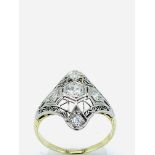 Antique gold and platinum filigree diamond set ring.