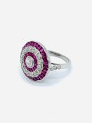 White gold, ruby and diamond ring.