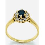 18ct French gold, sapphire and diamond ring.