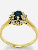 18ct French gold, sapphire and diamond ring.