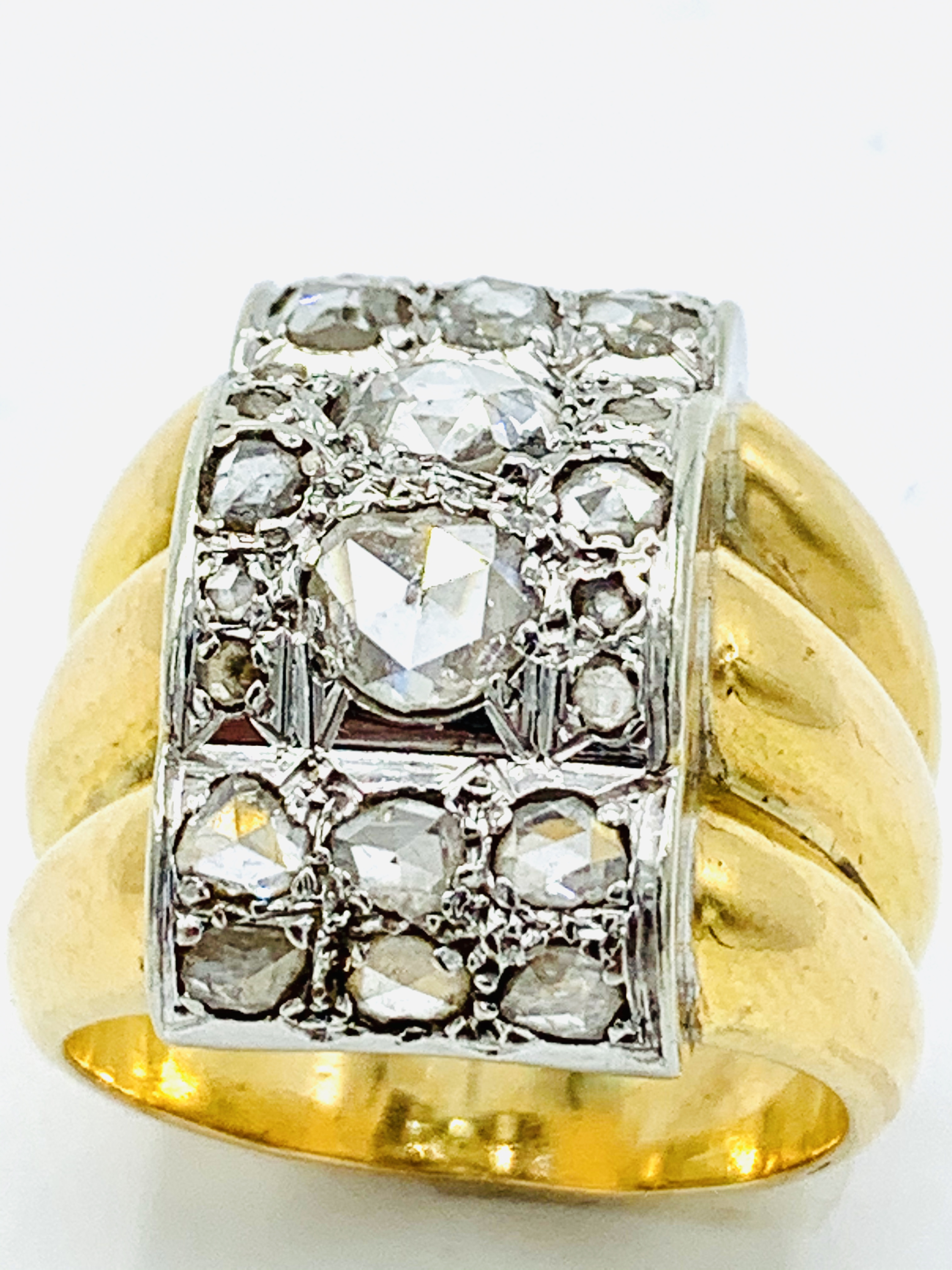 18ct yellow and white gold and diamond triple ring. - Image 3 of 6