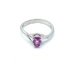 Pink teardrop sapphire ring in 18ct white gold