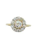 18ct yellow gold diamond cluster ring.