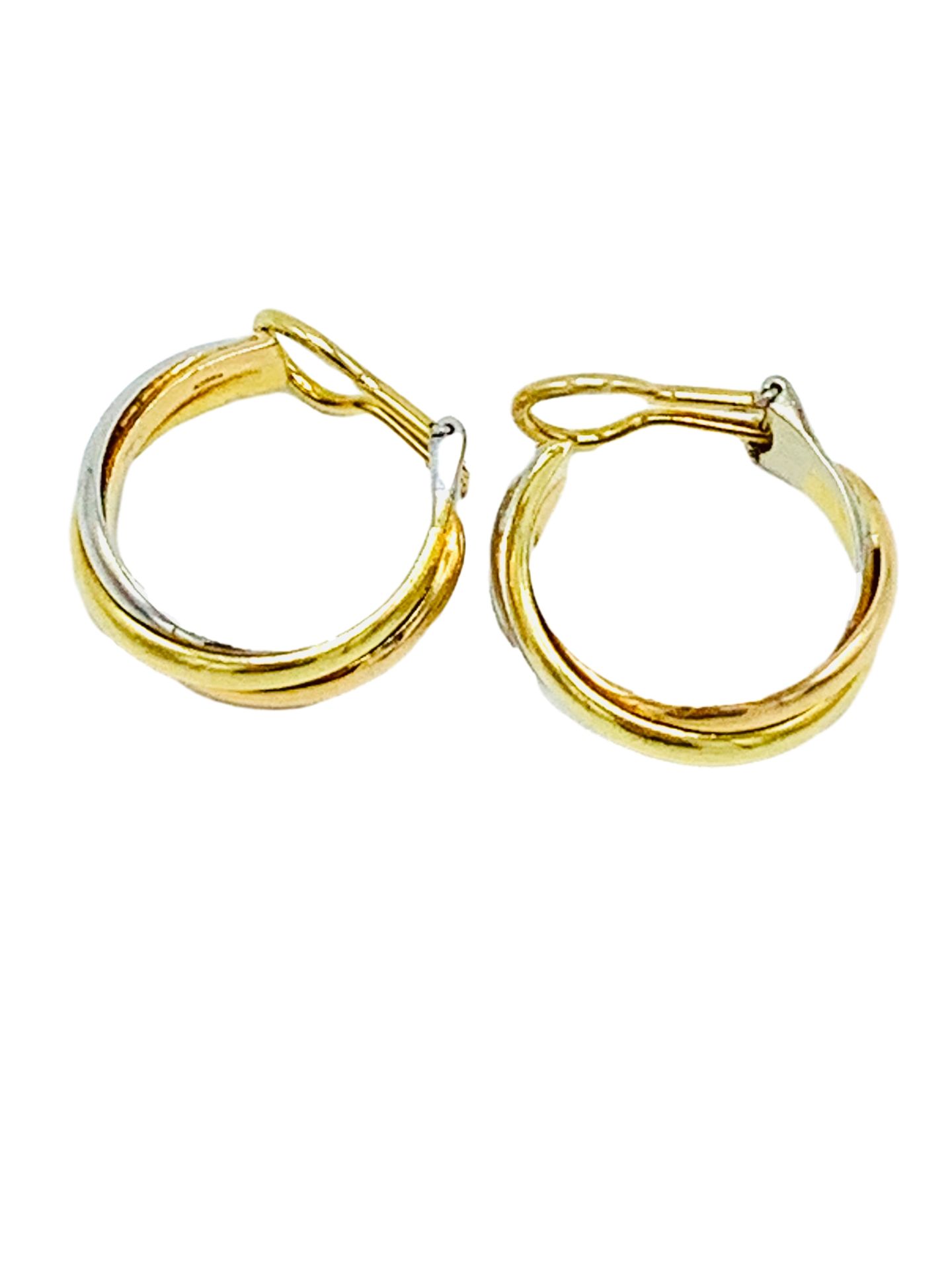 18ct gold Cartier three colour twist earrings. - Image 3 of 5