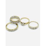 Four 9ct gold and diamond rings