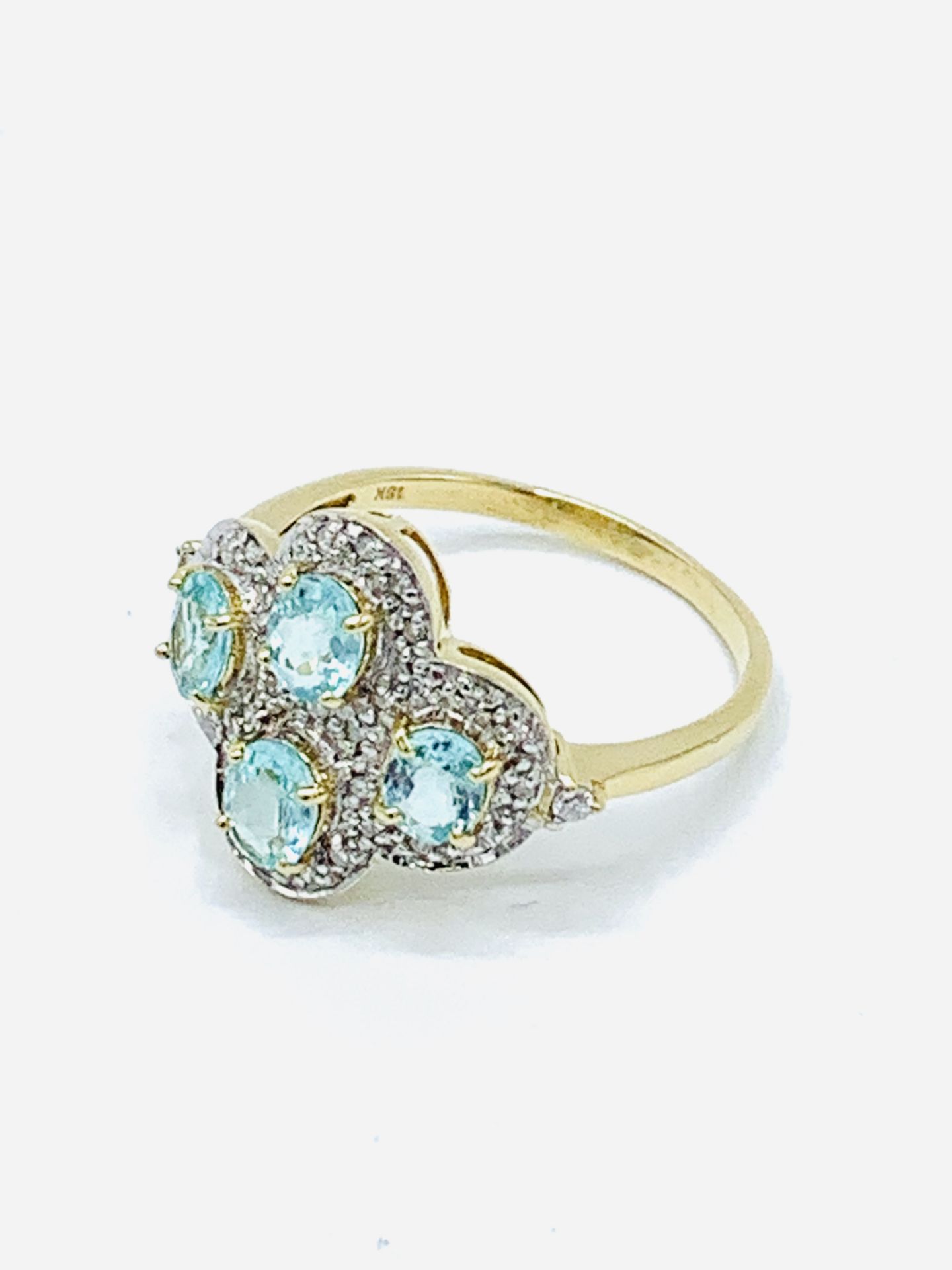 18ct gold aquamarine and diamond dress ring. - Image 5 of 5