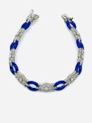 18ct 1920s/30s blue enamel and diamond bracelet.