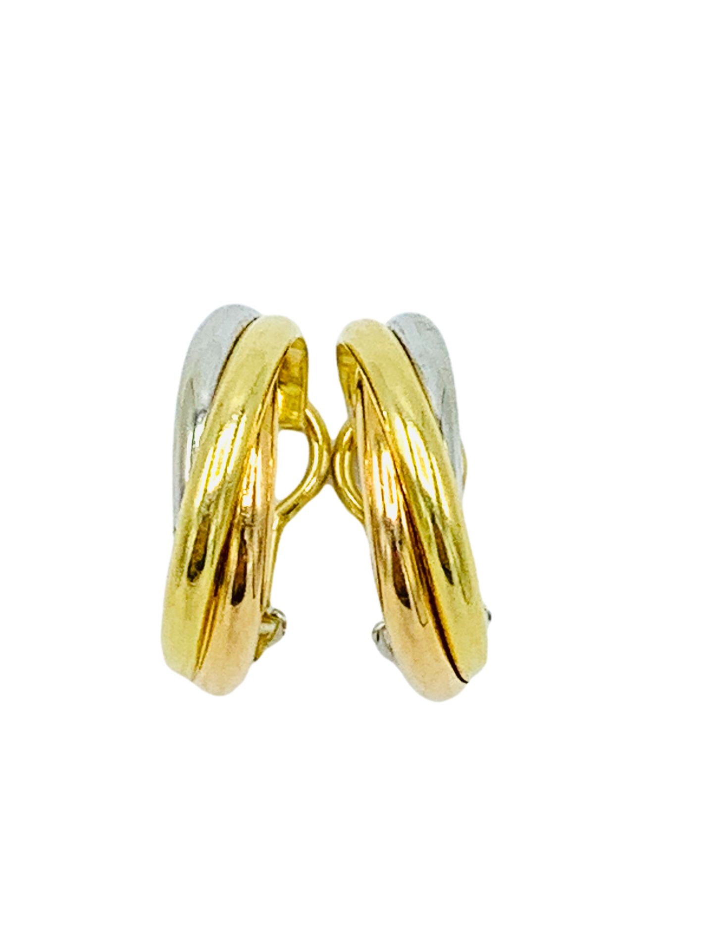 18ct gold Cartier three colour twist earrings. - Image 2 of 5
