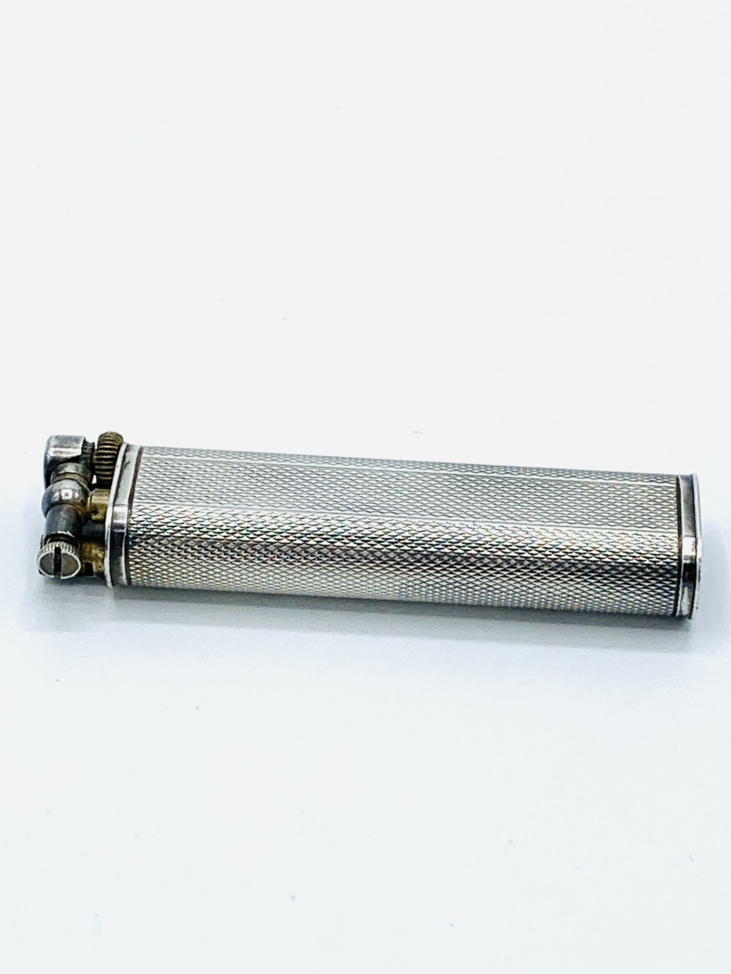 Dunhill "Sylph" engine-turned silver plate petrol lift arm lighter. - Image 4 of 4