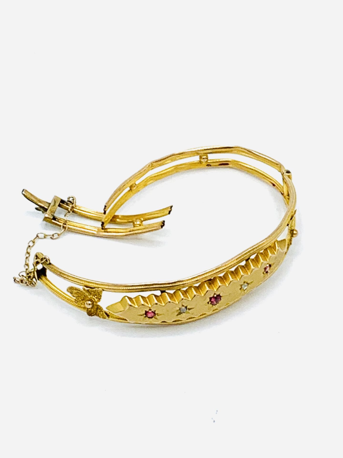 9ct gold, ruby and diamond bracelet together with a pair of 9ct gold earrings. - Image 4 of 4