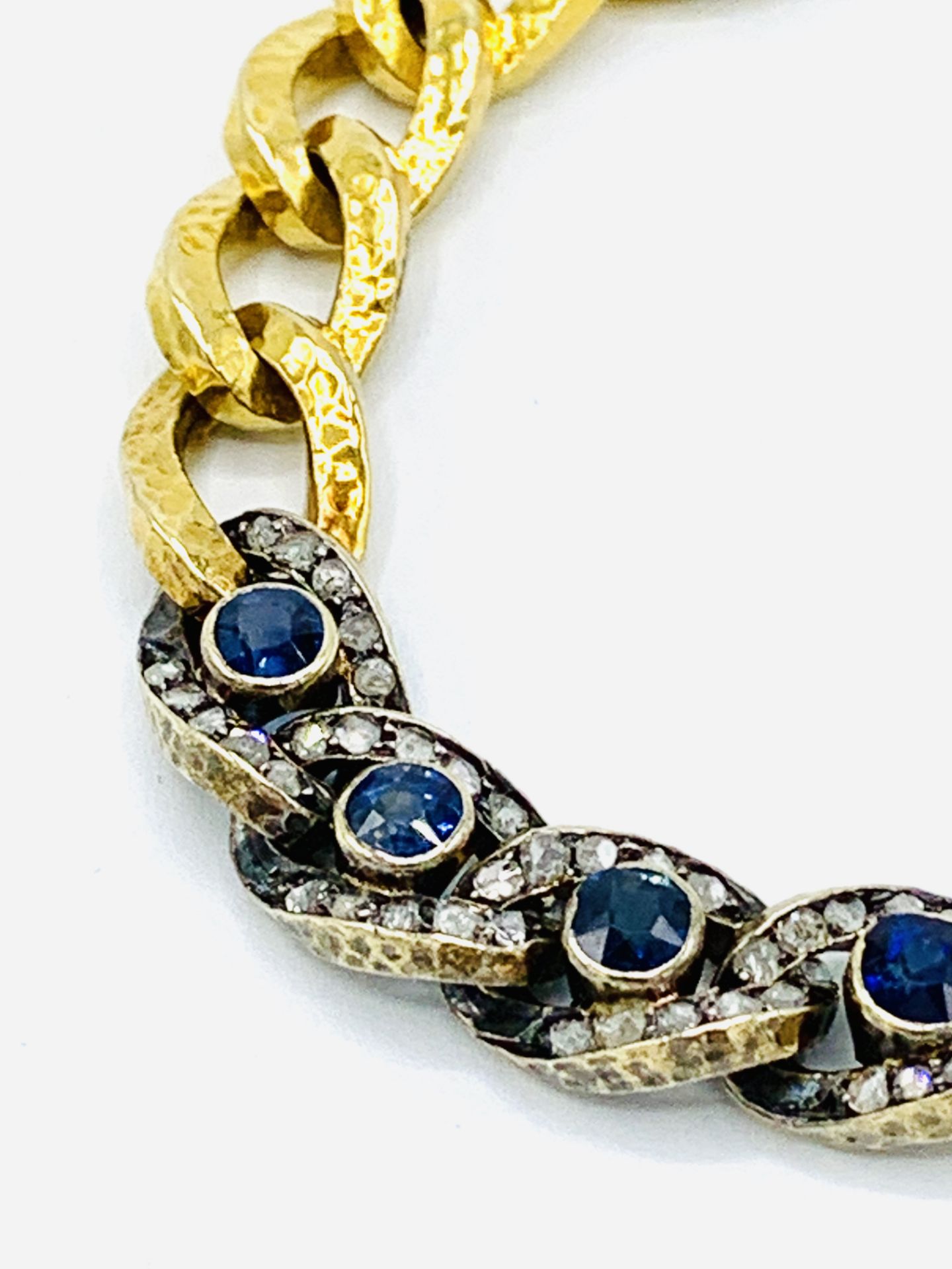 18ct gold sapphire and diamond curb bracelet. - Image 2 of 6