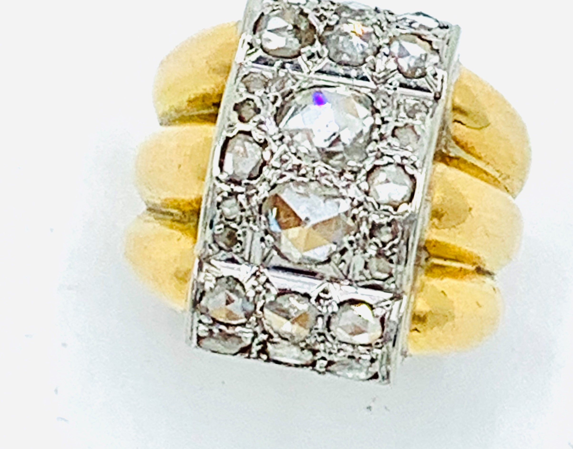 18ct yellow and white gold and diamond triple ring. - Image 6 of 6
