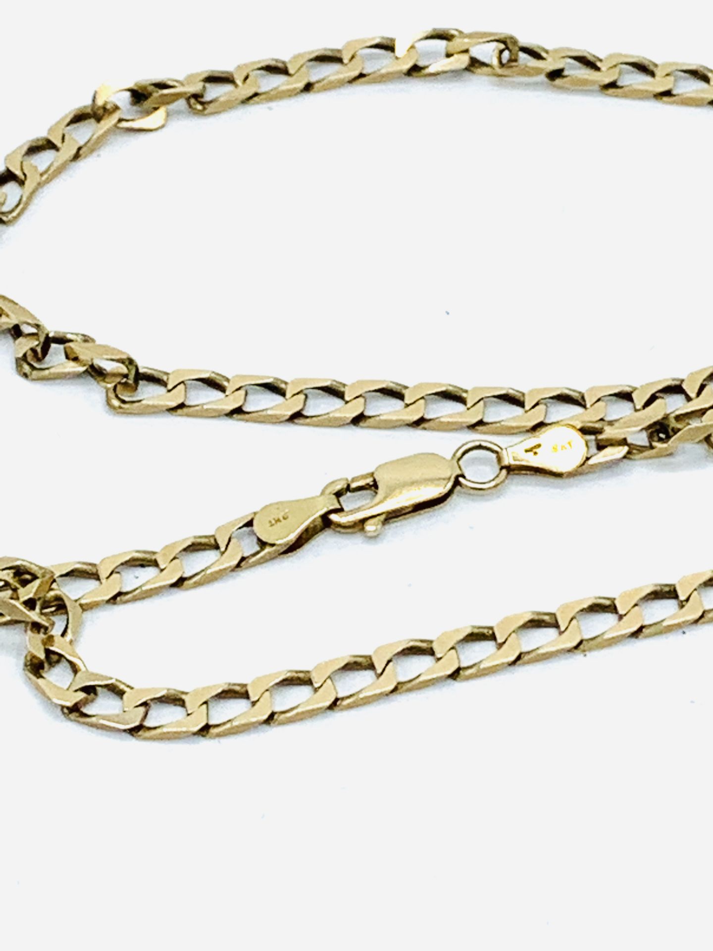 9ct gold flat link chain necklace. - Image 2 of 4