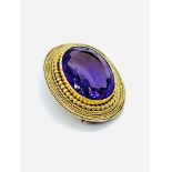 Late 19th century 14ct gold mounted amethyst brooch.