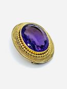 Late 19th century 14ct gold mounted amethyst brooch.