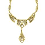 Gold filigree necklace.