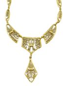 Gold filigree necklace.