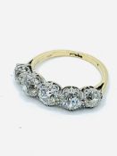 18ct gold and platinum 5 diamond half eternity ring.