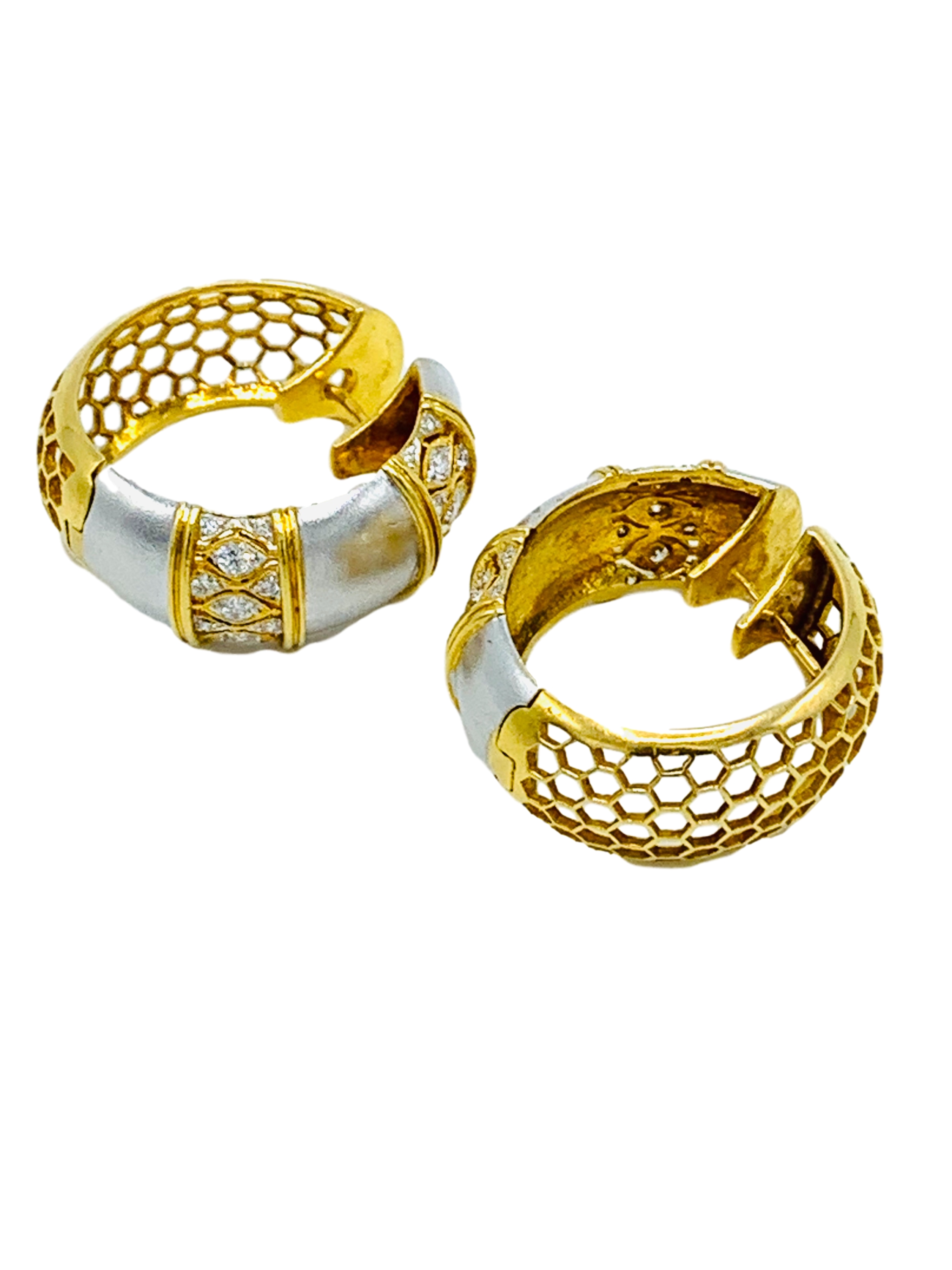 18ct gold hooped diamond earrings.