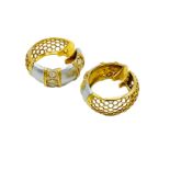 18ct gold hooped diamond earrings.