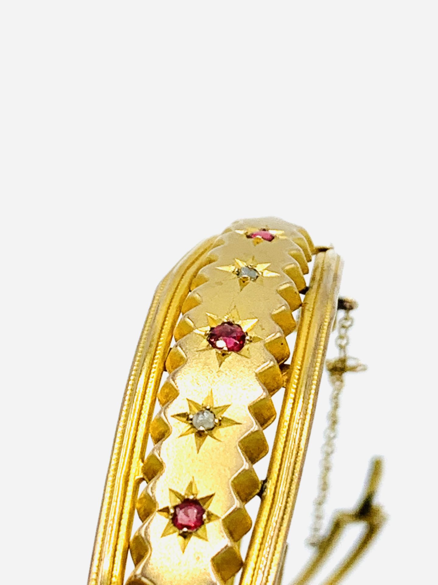 9ct gold, ruby and diamond bracelet together with a pair of 9ct gold earrings. - Image 3 of 4