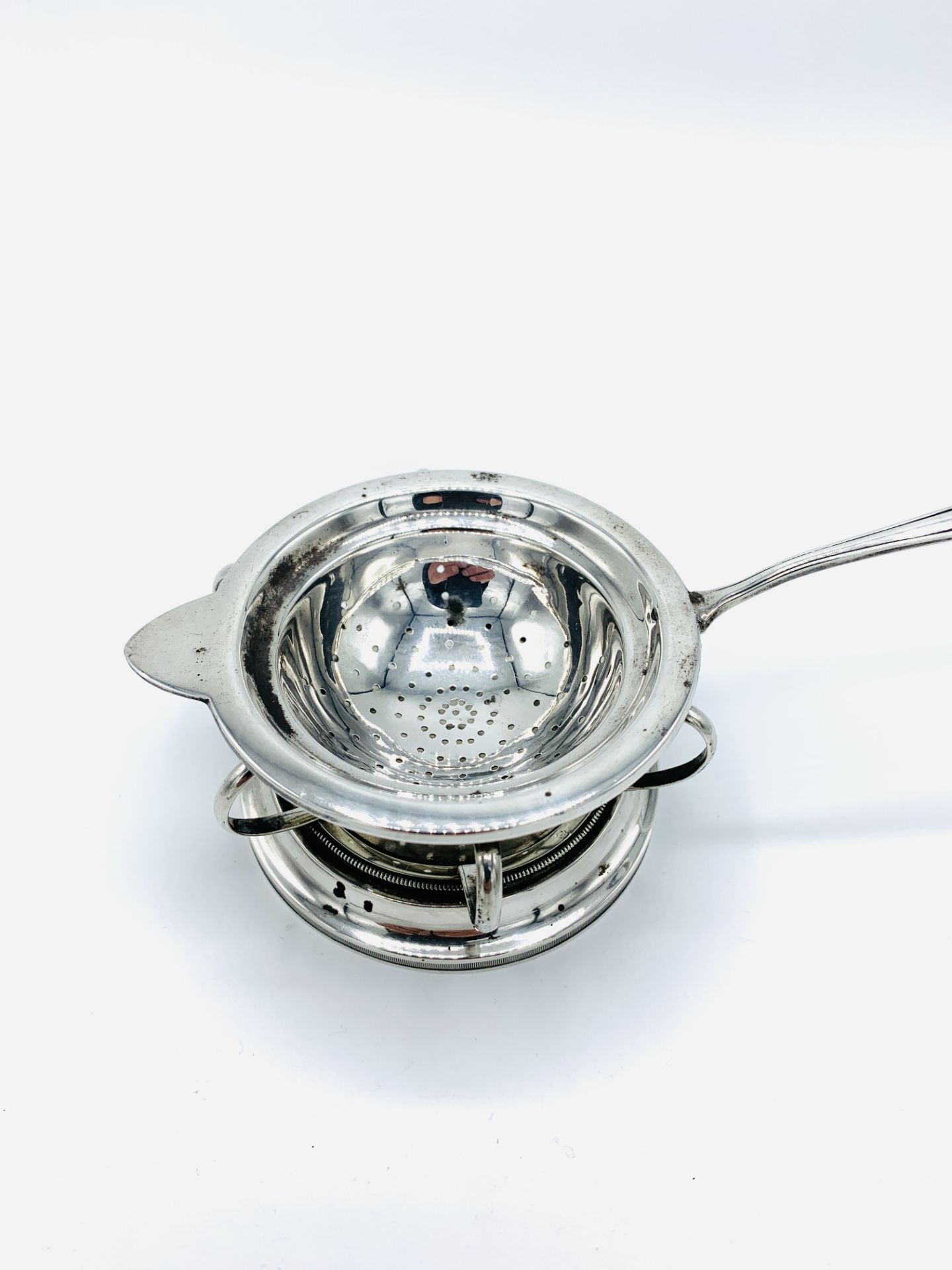 Silver strainer marked 800, on a silver plated stand. - Image 3 of 4