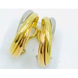 18ct gold Cartier three colour twist earrings.