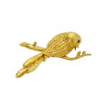 18ct gold Boucheron, Paris bird brooch with ruby eye.