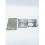 Silver engine-turned cigarette case; silver cigarette case, white and yellow metal cigarette.