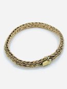 9ct gold woven wire bracelet.