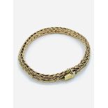 9ct gold woven wire bracelet.