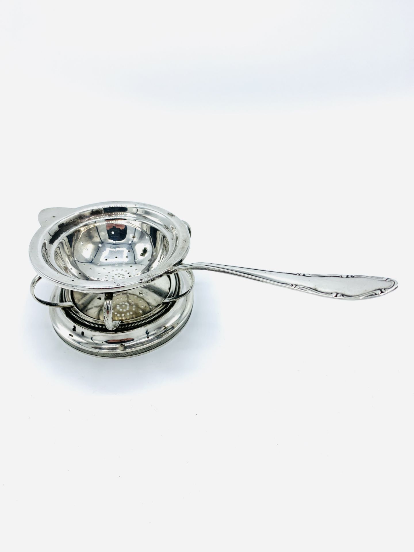 Silver strainer marked 800, on a silver plated stand. - Image 2 of 4