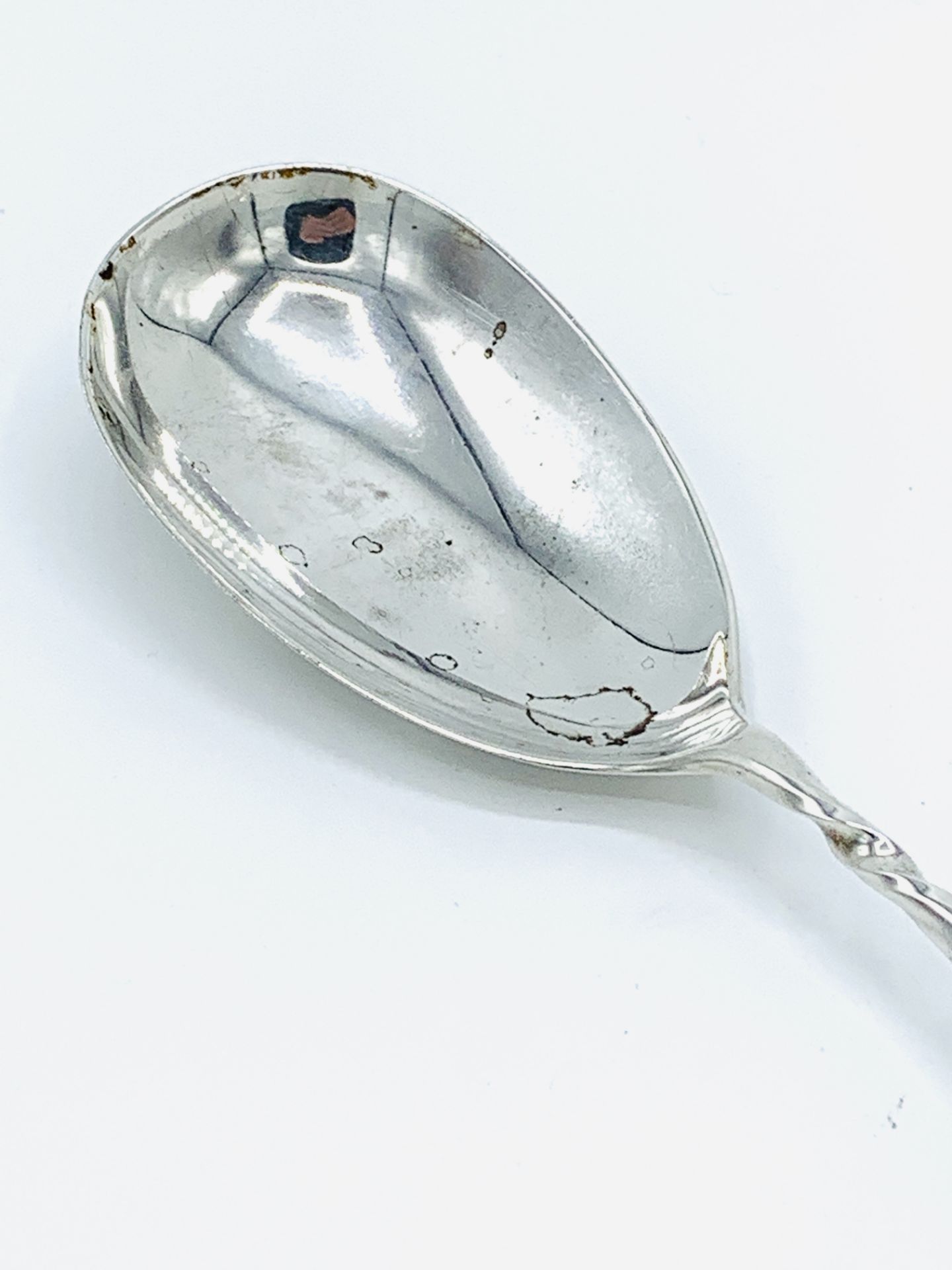 Hallmarked silver serving spoon with cut glass handle, London 1900. - Image 3 of 4
